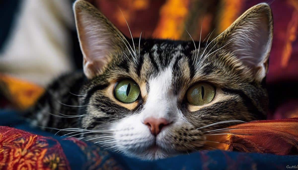 An image of an American Shorthair cat, showing its rich colors and patterns.