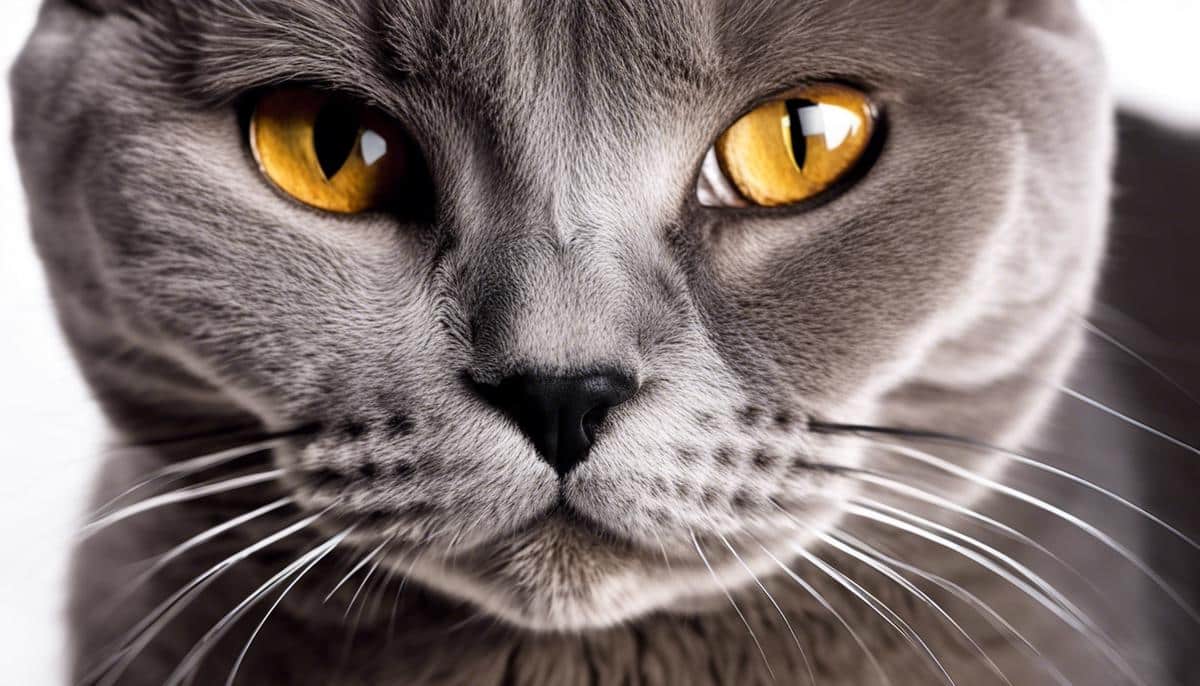 Image of a charming British Shorthair cat with distinct traits