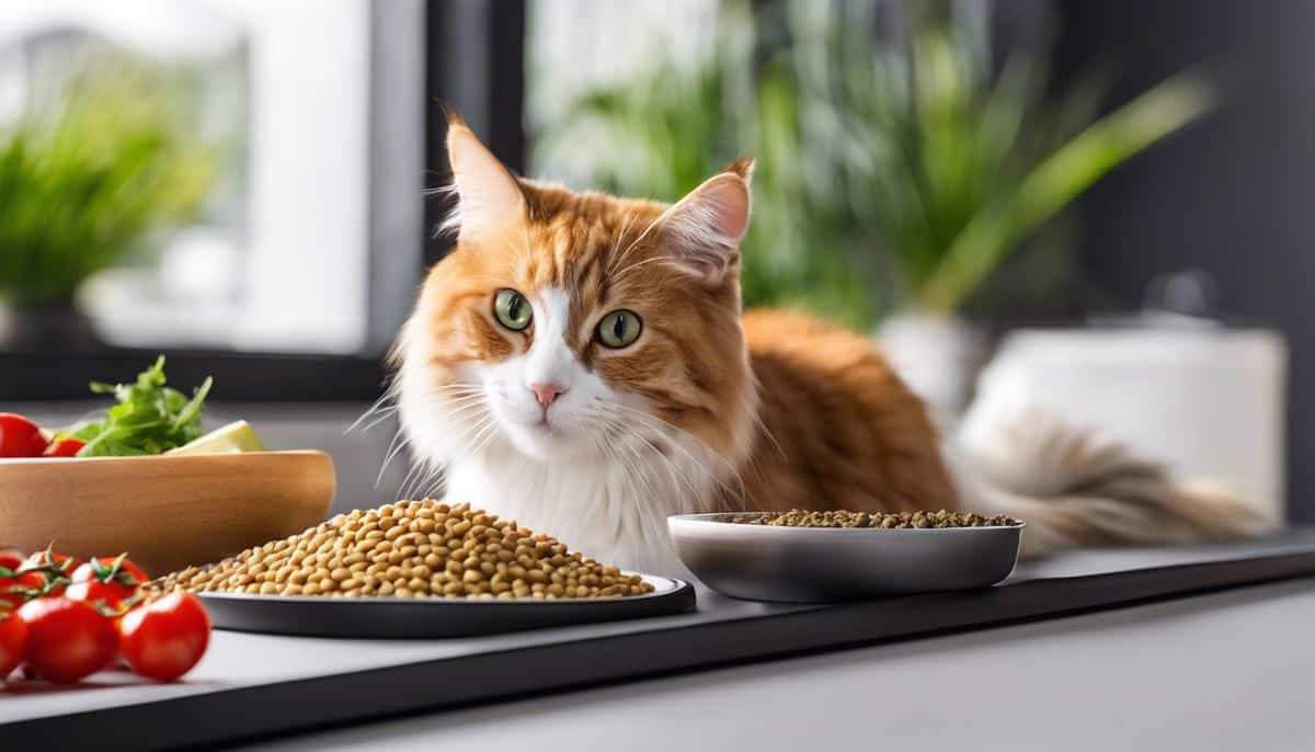 A bowl of cat food with a variety of ingredients, reflecting the importance of selecting the right diet for your cat's health and well-being