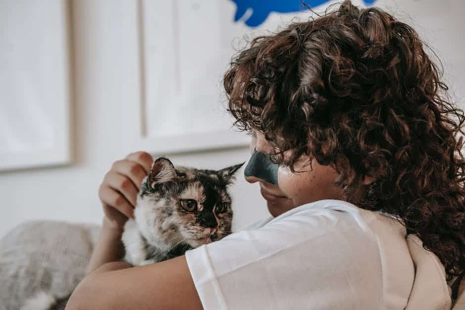 A person with a smiling cat on their lap, demonstrating a loving bond with their feline companion