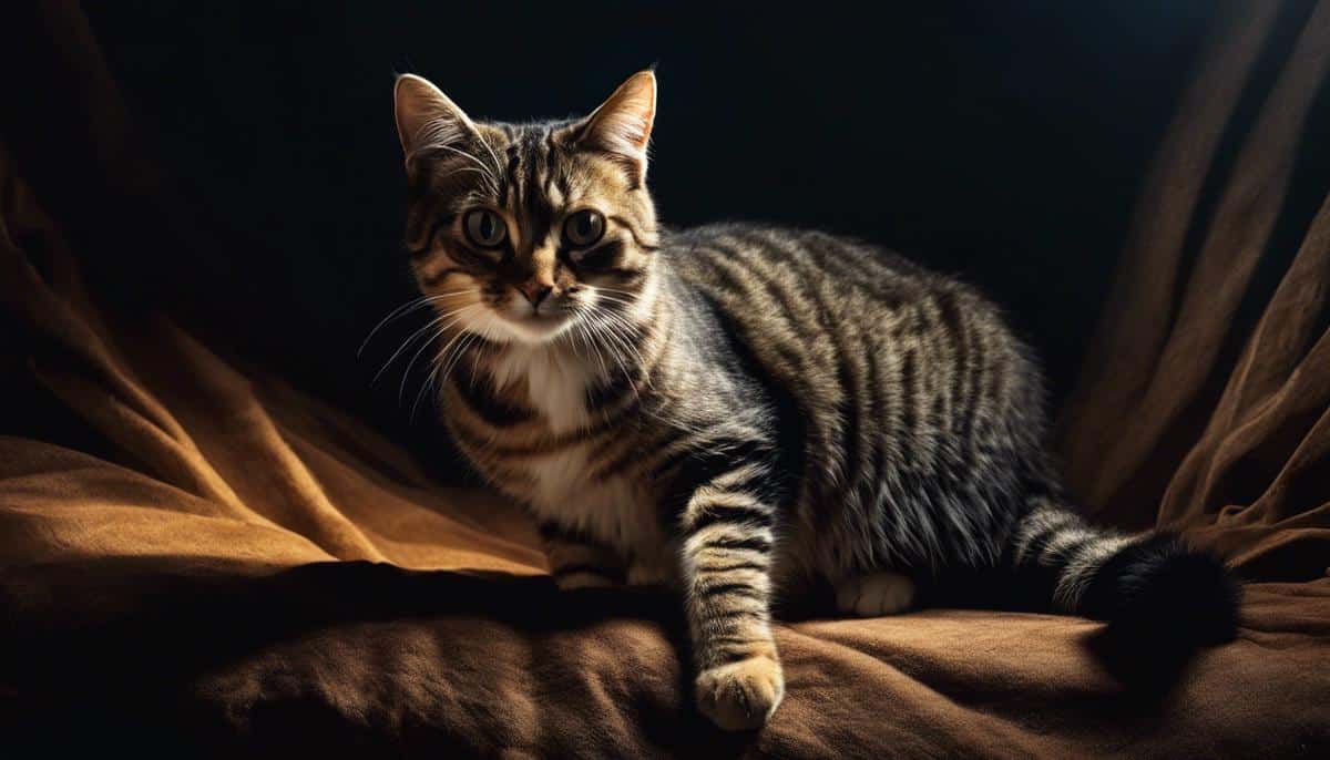 An image of a cat yowling in the dark