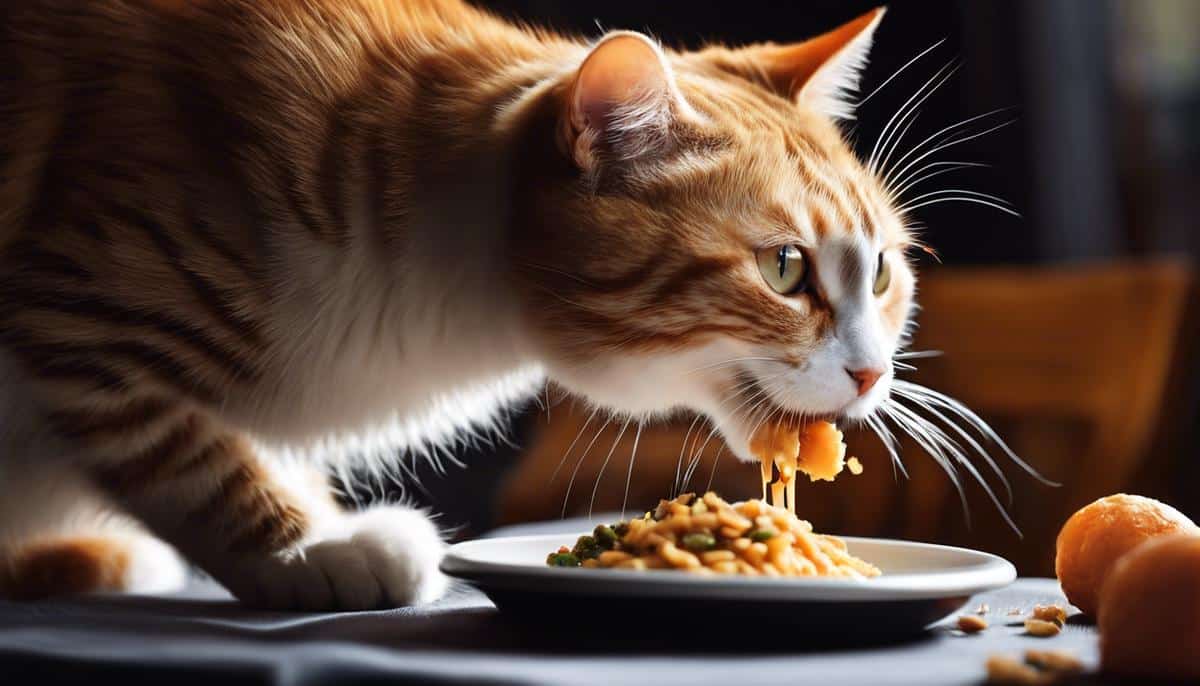 A image of a cat eating hypoallergenic food