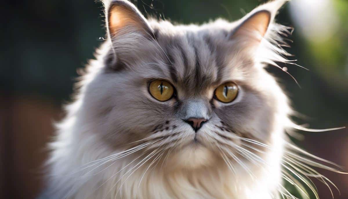 A Persian cat focused on training in a serene environment
