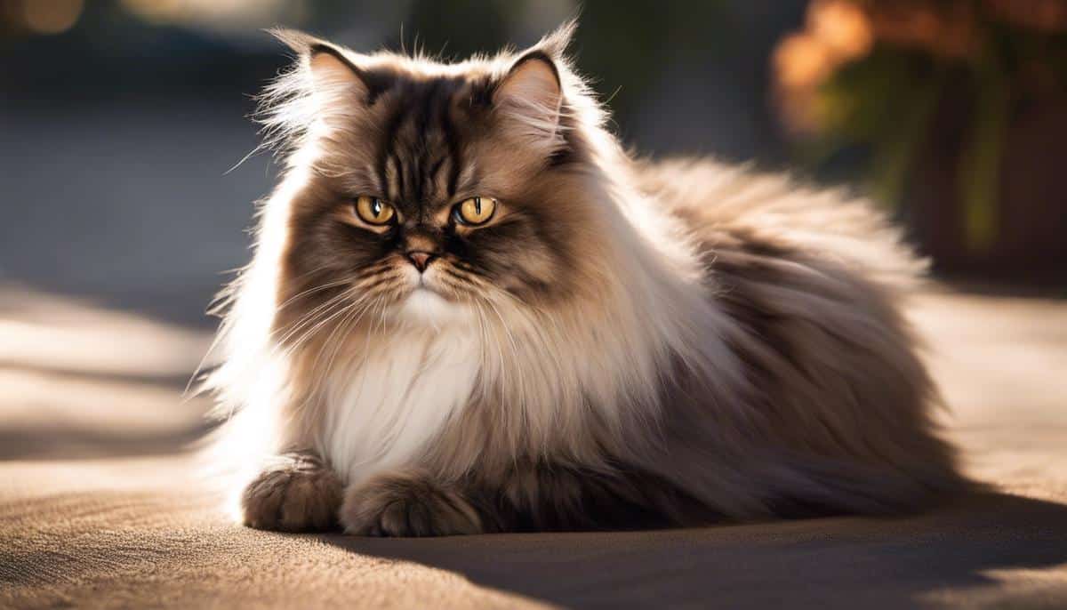 A cute Persian cat sitting in a sunbeam.