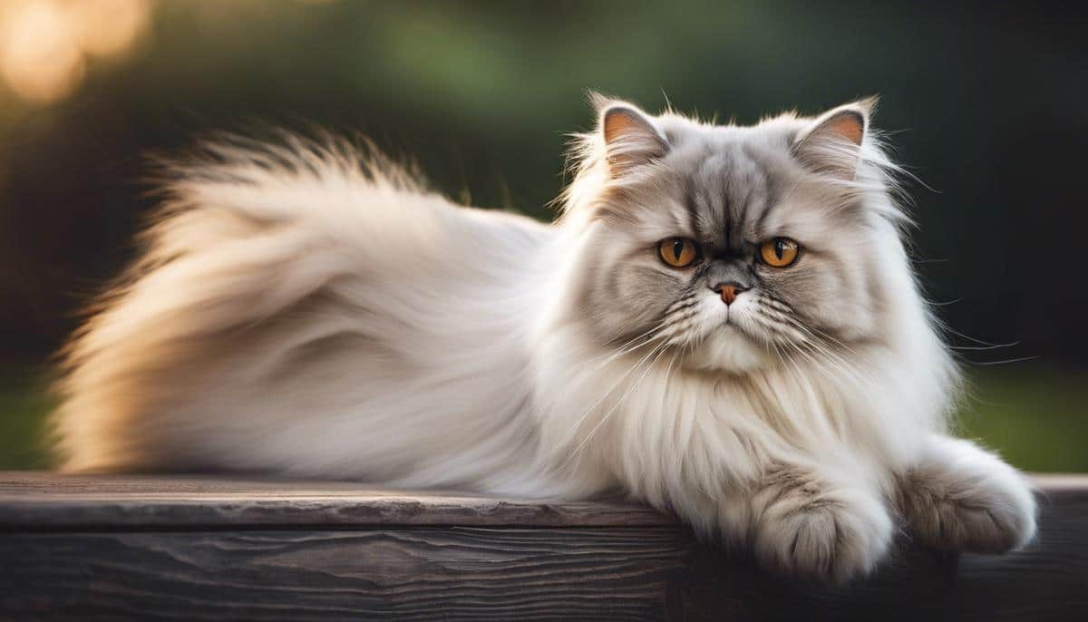 An image of a Persian cat sitting serenely, illustrating the serene nature of Persian cats during training sessions.
